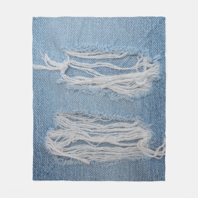 Manta Polar Blue torn denim jeans texture background. Stylish, (Anverso)