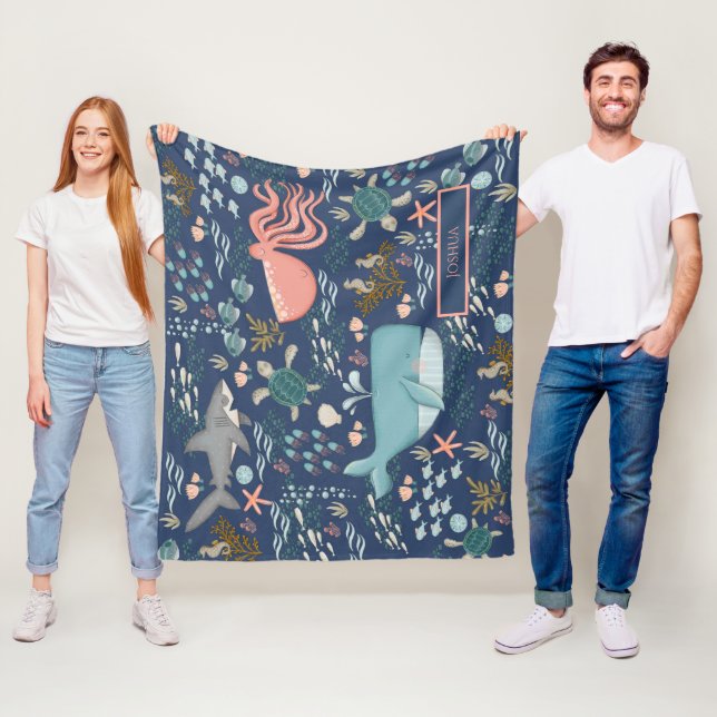 Manta Polar Blue Under Sea Coral Octopus Nombre del tiburón ba (In situ)