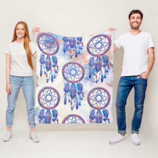 Manta Polar Blue Watercolor Dreamcatcher Boho moderno