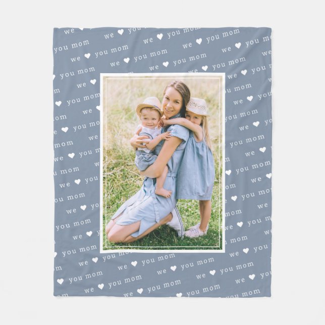 Manta Polar Blue We Love You Mom Photo Keepsake (Anverso)
