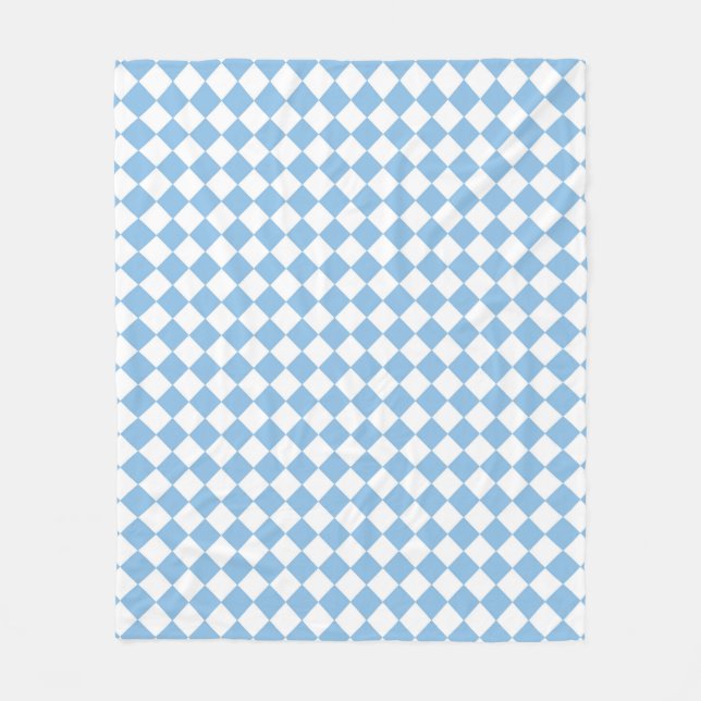 Manta Polar Blue White Checker Diamond Patten Fleece Blanket (Anverso)