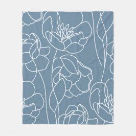 Manta Polar Blue White Modern Wildflower