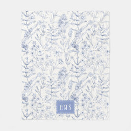 Manta Polar Blue Wildflower Botanical Monogram 