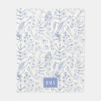 Manta Polar Blue Wildflower Botanical Monogram 