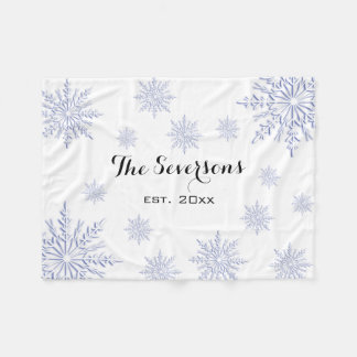 Manta Polar Blue Winter Snowflakes on White