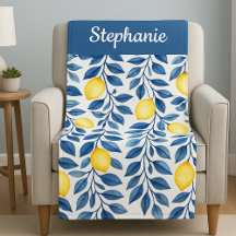 Blue Yellow Watercolor Lemon Name
