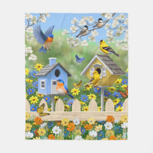 Manta Polar Bluebirds Goldfinches Birdhouses Flower Garden