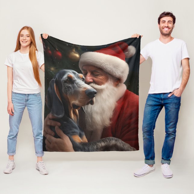 Manta Polar Bluetick Coonhound Con Santa Claus Navidad (In situ)