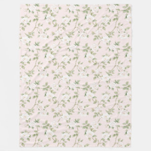 Manta Polar Blush Blanco Floral  