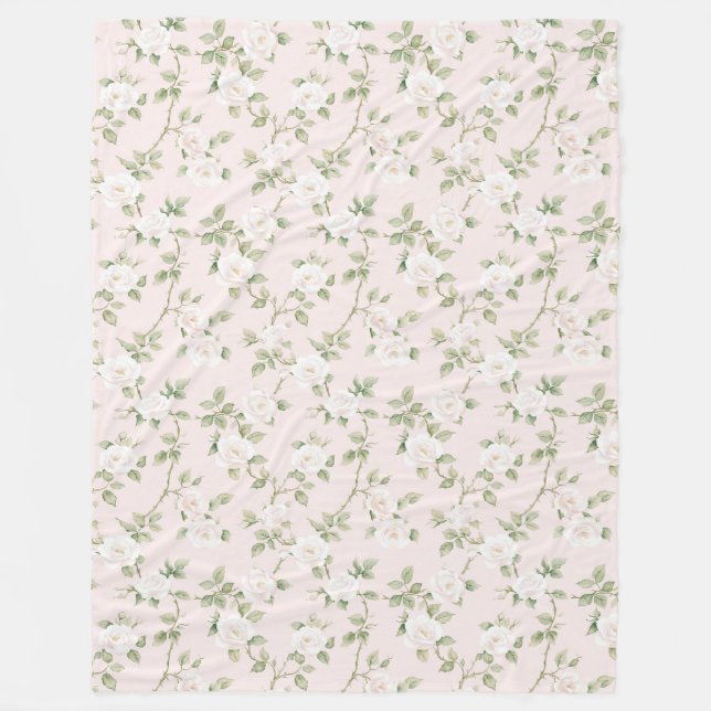 Manta Polar Blush Blanco Floral   (Anverso)