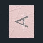 Manta Polar Blush Rosa Gris Monograma Nombre Moderno<br><div class="desc">Manta de felpa con monograma rosa blush y gris. Esto hace el regalo perfecto para cumpleaños dulces 16,  boda,  despedida de soltera,  aniversario,  baby shower o fiesta de soltera para alguien que ama el glamour de lujo y estilos chic.</div>