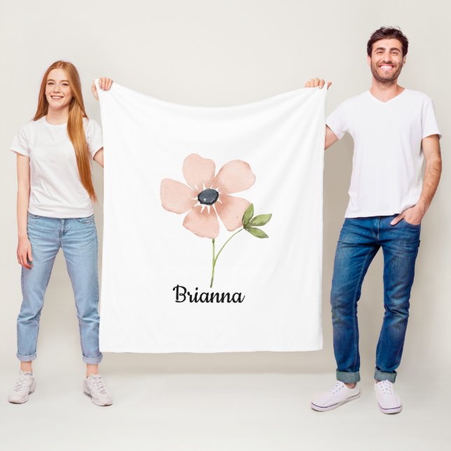 Manta Polar Blush Watercolor Flower Name (In situ)