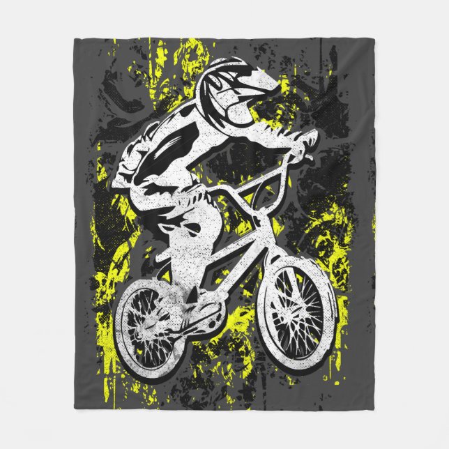 Manta Polar Bmx Flatland - Gris Grunge Bmx Fleece Blanket (Anverso)