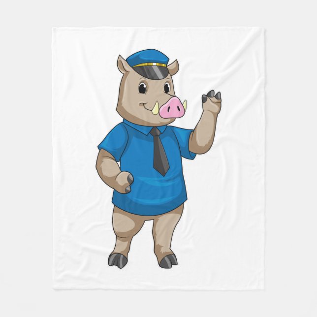 Manta Polar Boar como oficial de policía con gorra de policía (Anverso)