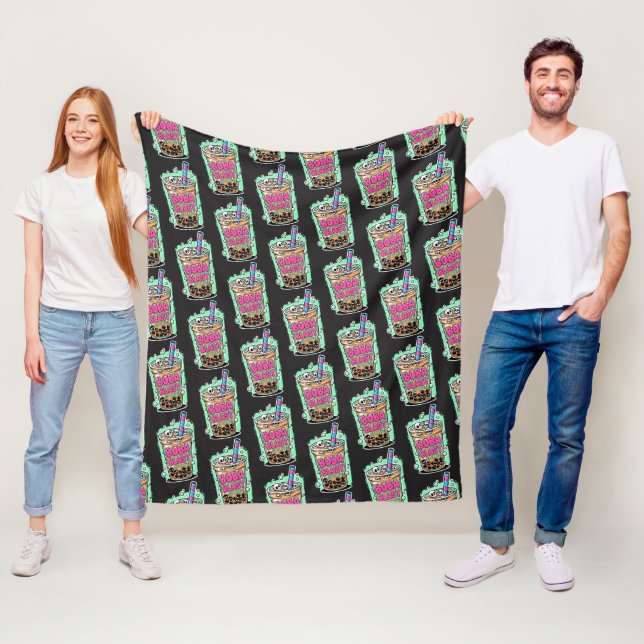 Manta Polar Boba Blast – Sip or Die! Fleece Blanket (In situ)