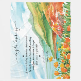 Manta Polar Boda con océano, cielos azules y flores