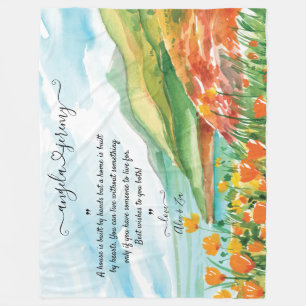 Manta Polar Boda con océano, cielos azules y flores