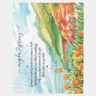 Manta Polar Boda con océano, cielos azules y flores