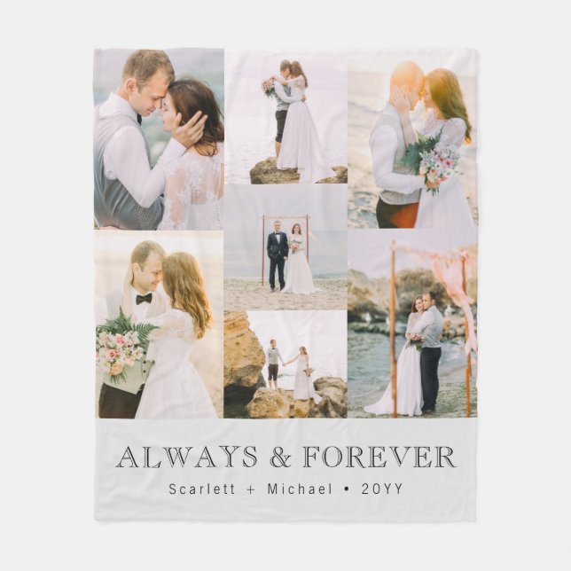 Manta Polar Boda de collage de fotos (Anverso)