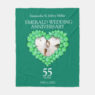 Manta Polar Boda de Esmeralda foto corazón verde