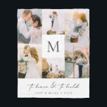 Manta Polar Boda de fotografía de colección Fleece Blanket<br><div class="desc">Fleece Blanket, Boda de fotografía del Collage. Esta elegante y moderna manta boda presenta un collage de 6 (4 verticales y 2 cuadrados) fotos bodas y el dicho "tener y mantener" en un elegante guión de caligrafía sobre un fondo blanco. Personalice fácilmente esta manta de moda con sus nombres, año...</div>