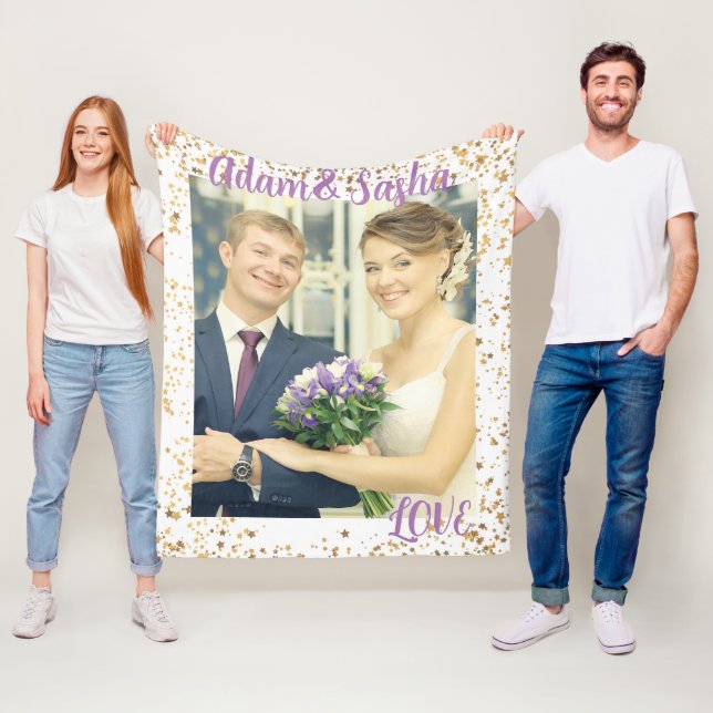 Manta Polar Boda de fotografía personalizada en blanco y ruso (In situ)