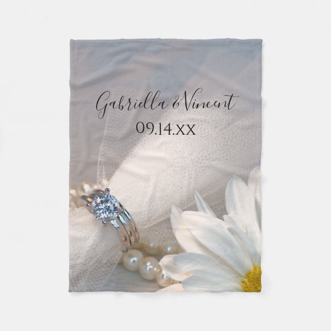 Manta Polar Boda de la elegancia de la margarita blanca (Anverso)