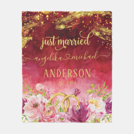 Manta Polar Boda de Peonies Rosados Anillo Oro Rojo Acaba De C