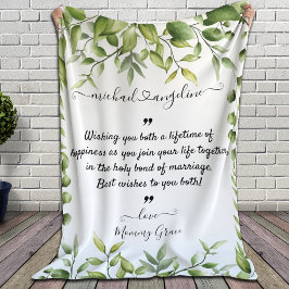 Manta Polar Boda elegante rústica con hojas de eucalipto verde