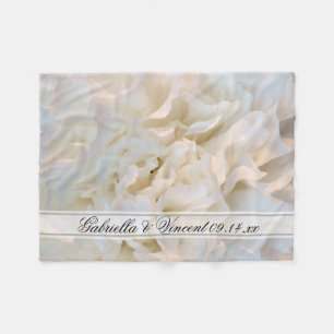 Manta Polar Boda floral de carnación blanca