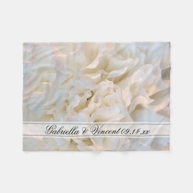Manta Polar Boda floral de carnación blanca (Frente (Horizontal))
