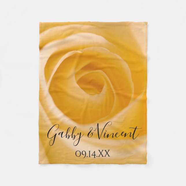 Manta Polar Boda Floral de rosa blanca (Anverso)