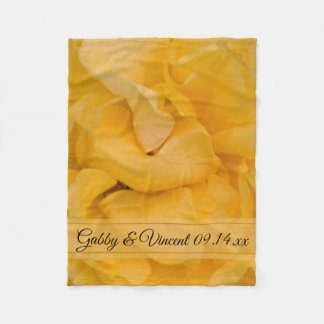 Manta Polar Boda floral rosa amarillo