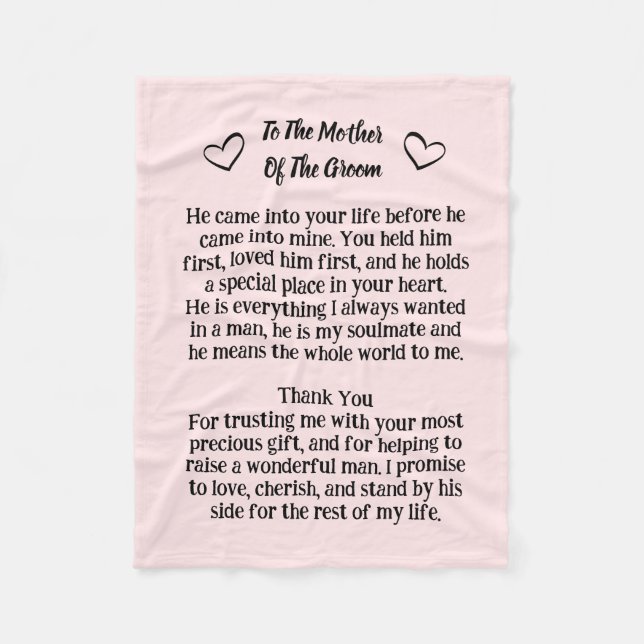 Manta Polar Boda Keepsake De La Madre Del Groom Blanket (Anverso)
