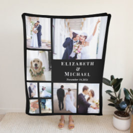 Manta Polar Boda negro de Collage de fotos recién casado