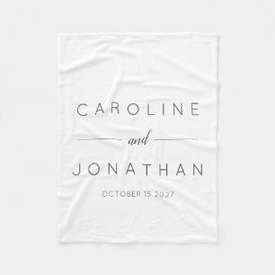 Manta Polar Boda personalizada blanca con escritura Minimalist