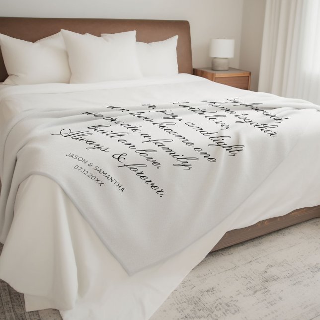 Manta Polar Boda promete caligrafía personalizada para recién  (Wedding Vows Personalized Calligraphy Newlyweds Fleece Blanket
)