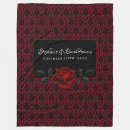Manta Polar Boda Rosa Damask Rojo Gótico