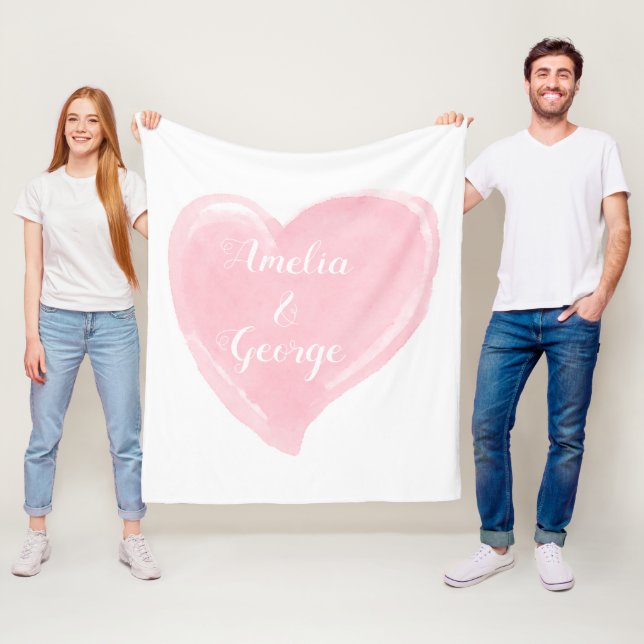 Manta Polar Boda rosada personalizada del corazón de la (In situ)