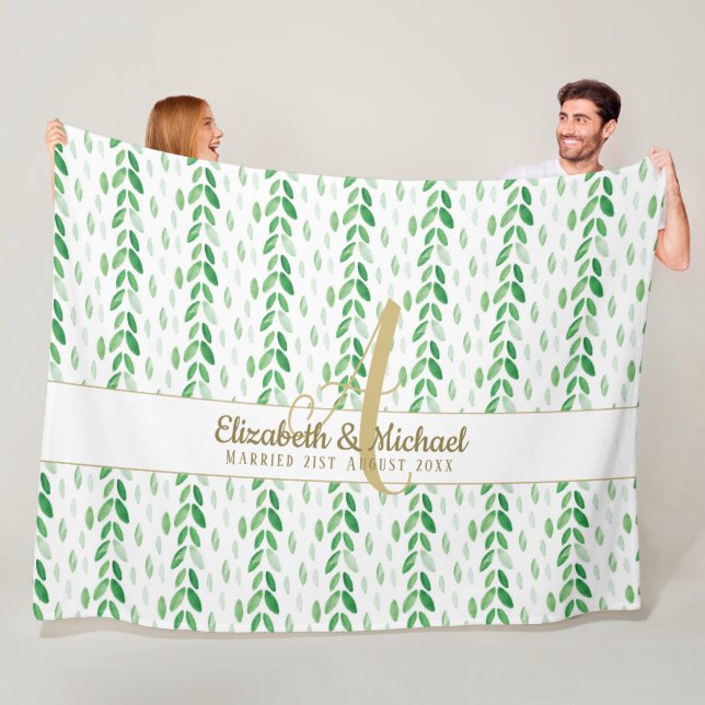 Manta Polar Bodega dorada Monograma Agua Botánica Vegetación B (In situ)