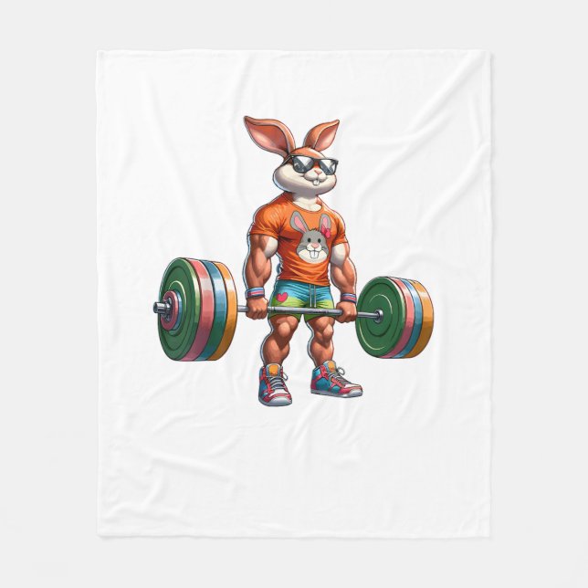 Manta Polar Bodybuilder Easter Bunny Herrera Gimnasio Deadlife (Anverso)