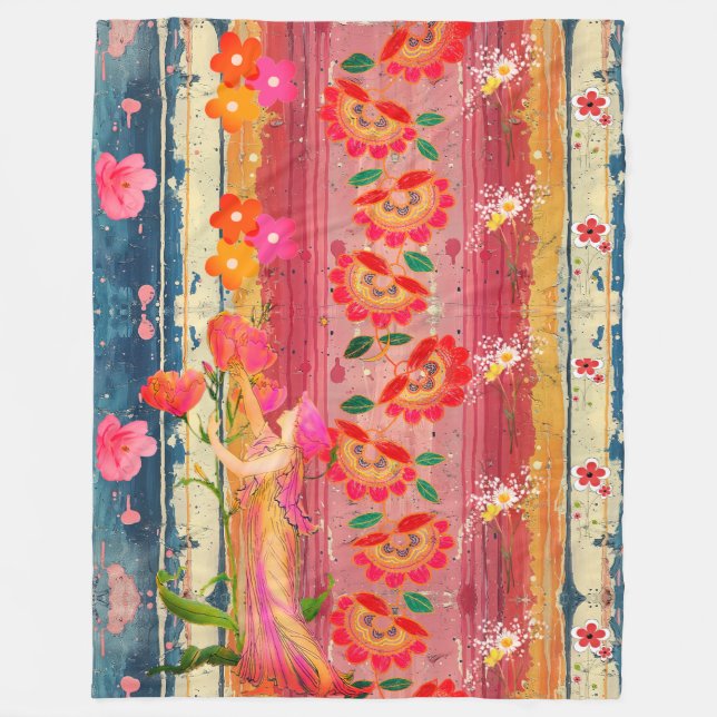 Manta Polar Bohemian Floral Fleece Blanket (Anverso)