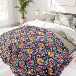 Manta Polar Bohemio elegante azul y amarillo