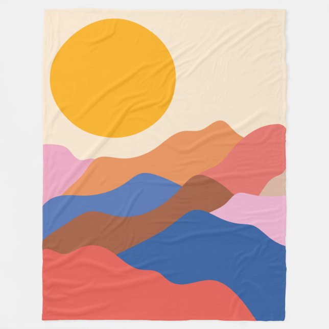 Manta Polar Boho Aesthetic Abstract Landscape Mountains Blue  (Anverso)