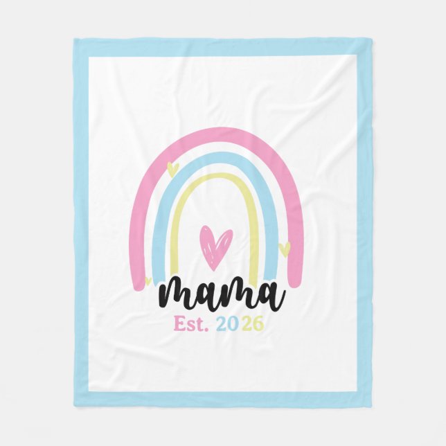 Manta Polar Boho Arcoíris Personalizado Mama Año de Fundación  (Anverso)