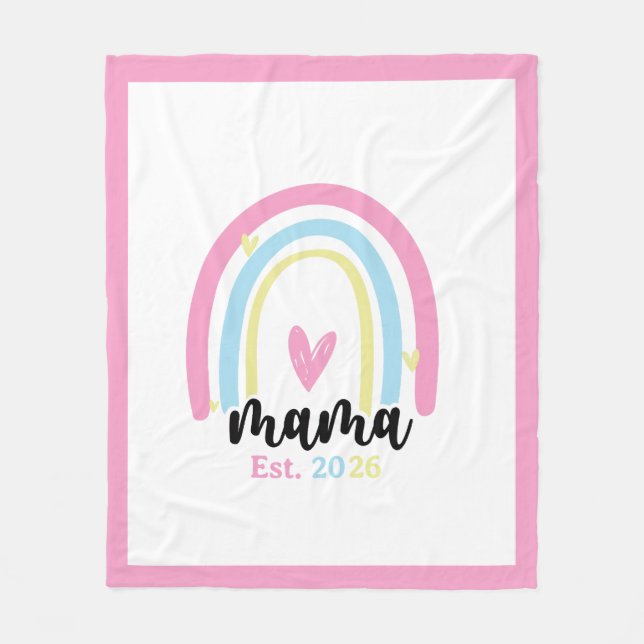 Manta Polar Boho Arcoíris Personalizado Mama Año de Fundación  (Anverso)