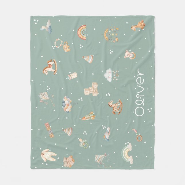Manta Polar Boho Autumn Baby Shower Fleece Blanket (Anverso)
