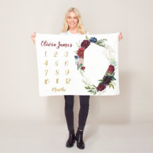 Boho Baby Girl Milestone Mensual Baby Blanket