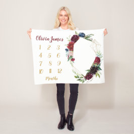 Manta Polar Boho Baby Girl Milestone Mensual Baby Blanket