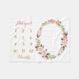 Manta Polar Boho Baby Girl Milestone Mensual Baby Blanket